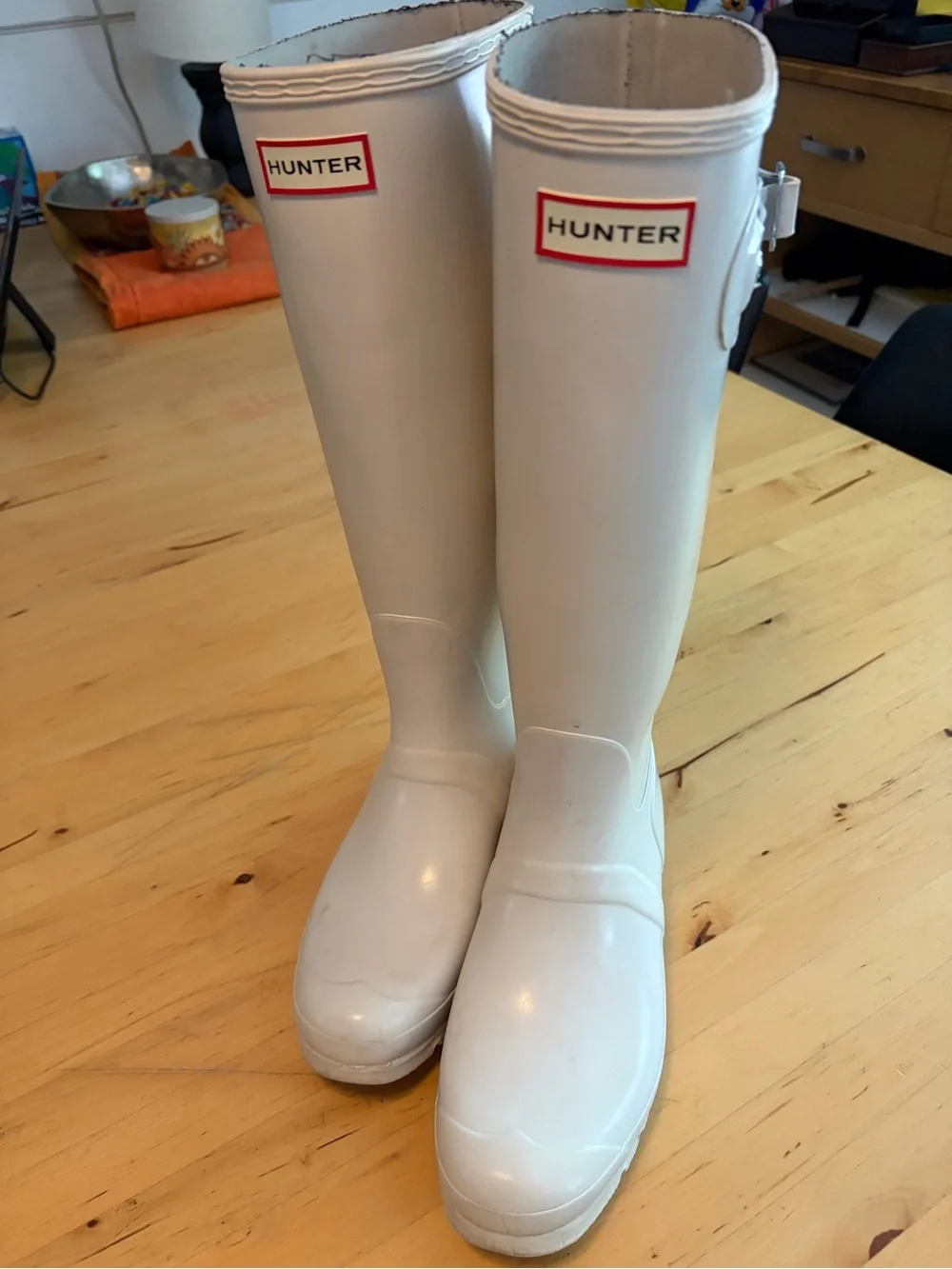 Hunter White Tall Gloss Rain Boots